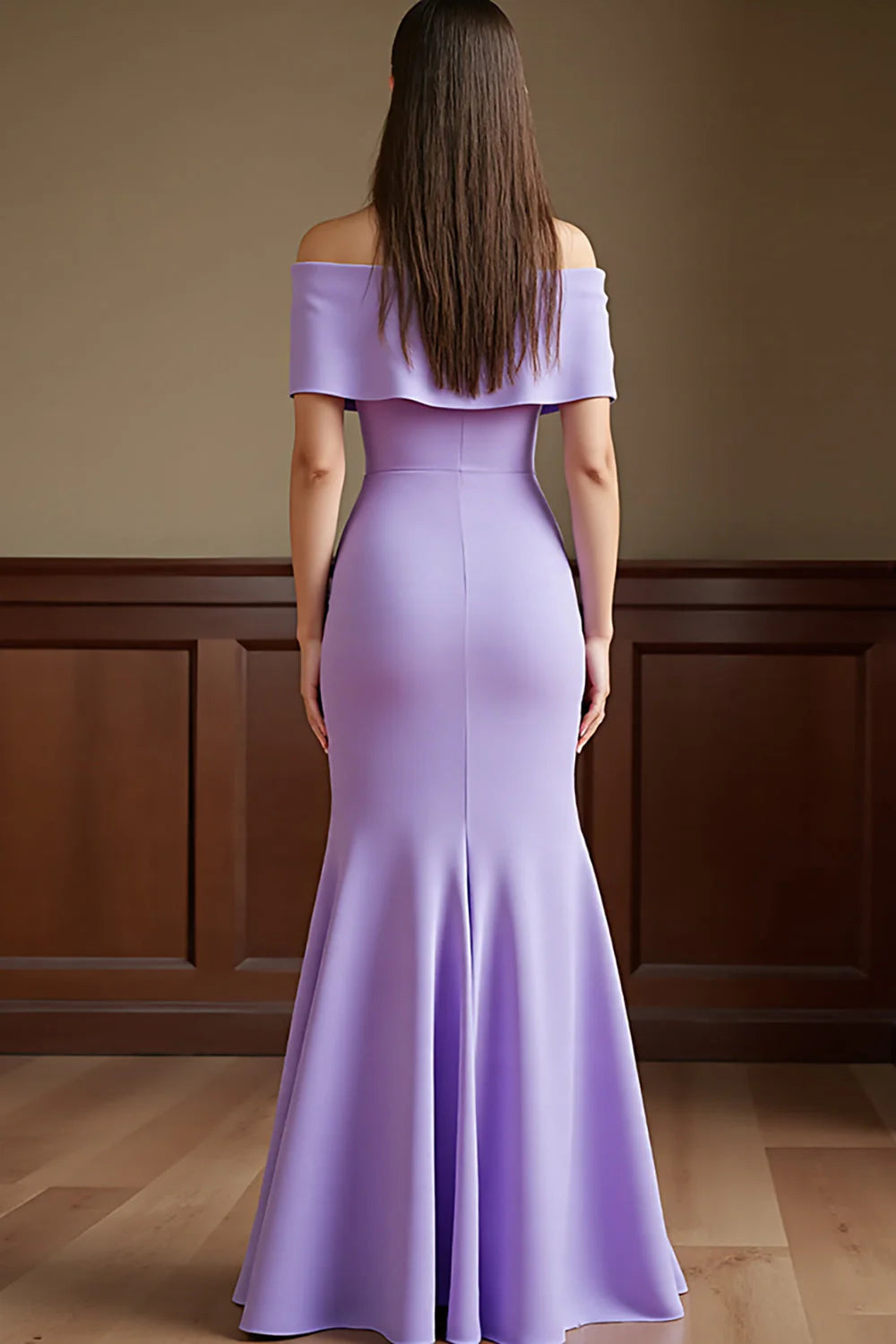 Lilac Satin Long Sheath Mother of the Bride Dress with Flowers